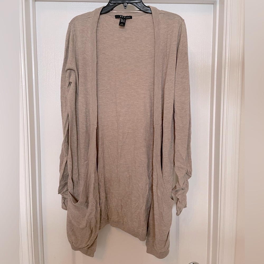 Mango Beige Open-Front Cardigan